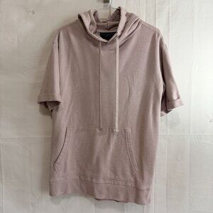 No Boundaries Mens Hooded Short Sleeve Sweatshirt Pink Med